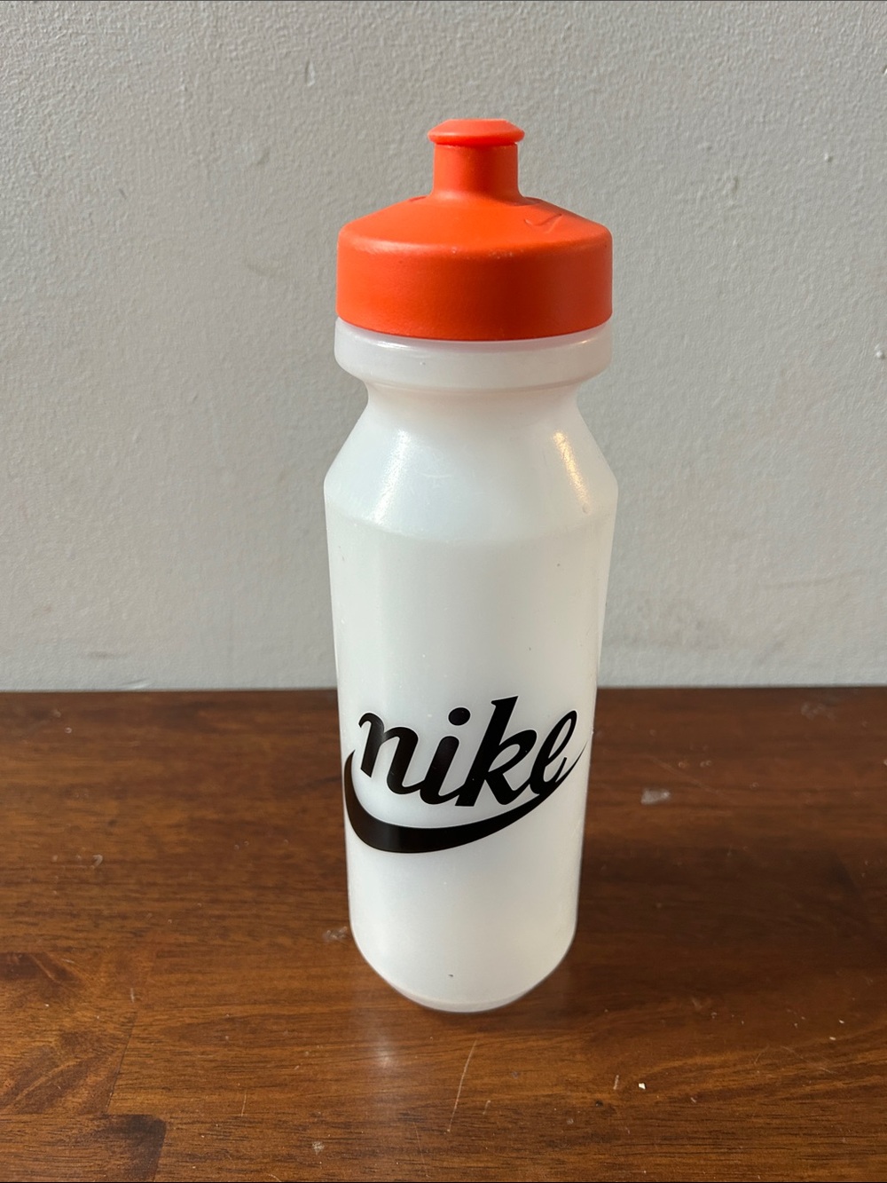Nike White 32oz Bottle with Orange Cap and Black Logo
